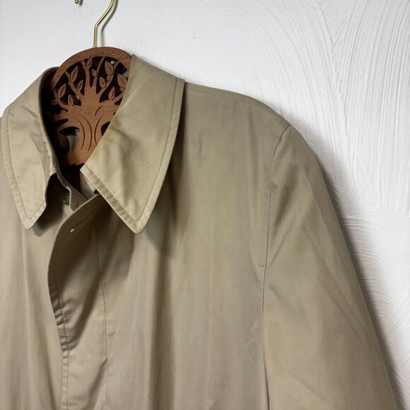 Vintage London Fog Trench Coat Beige Mid-Length Long Sleeve 90s Y2K Men 42 Short - Picture 2 of 6